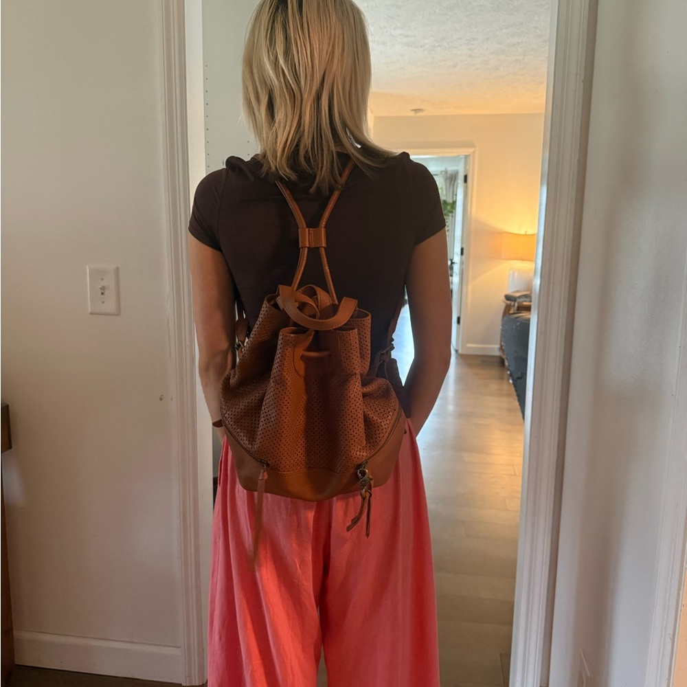 FRYE AND CO. Brown Perforated Leather Backpack - Picture 6 of 7